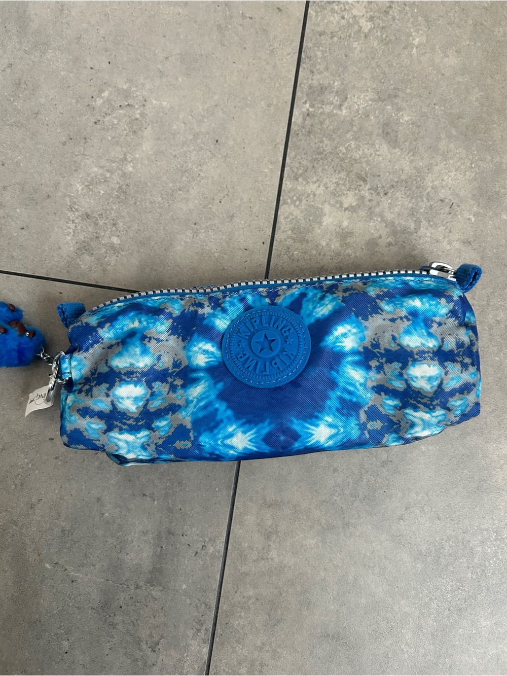 Kipling Freedom Pencil Case Cosmetic Bag Blue Tie Dye